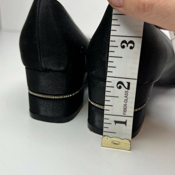 Salvatore Ferragamo Black Satin‎ Rhinestone Crystal Heels Size 6 B - Picture 10 of 10